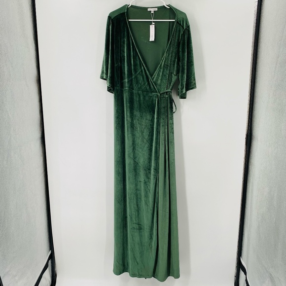 Baltic Born Meghan Velvet Wrap Maxi Dress Deep Green Size 3XL - Picture 2 of 10